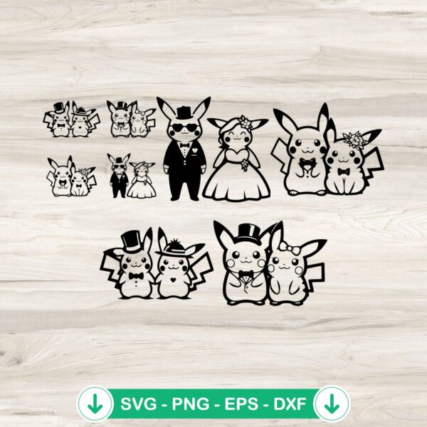 Mr and Mrs Pikachu SVG file for cutting machines