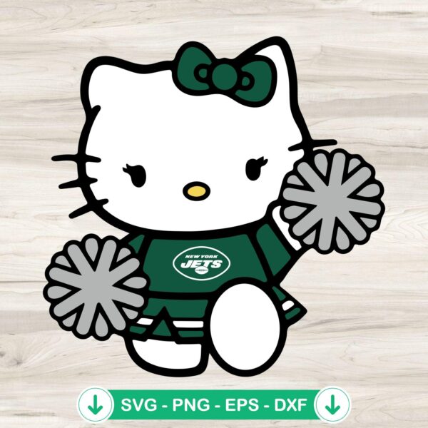 New York Jets Hello Kitty Cheerleader SVG file for cricut