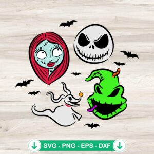 Nightmare Before Christmas SVG file with Jack Skellington and Sally designs