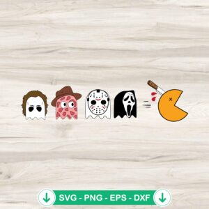Pacman Horror Characters SVG file for Halloween crafts