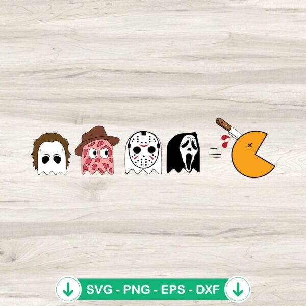 Pacman Horror Characters SVG file for Halloween crafts