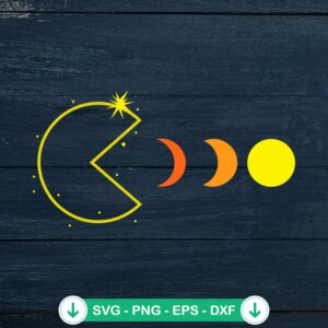 Pacman Solar Eclipse 2024 SVG file for Cricut cutting file