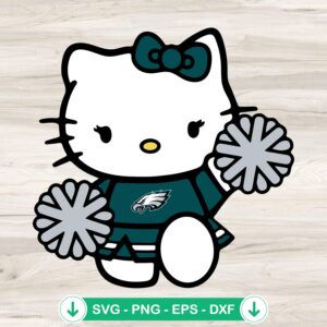 Philadelphia Eagles Hello Kitty Cheerleader svg file, cricut svg cut file
