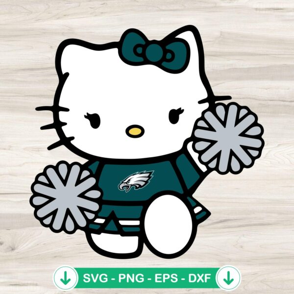 Philadelphia Eagles Hello Kitty Cheerleader svg file, cricut svg cut file