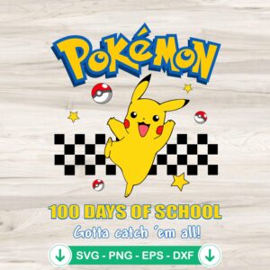 Pikachu 100 Days Of School svg file for cutting machines