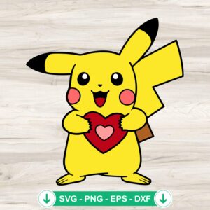 Pikachu Heart SVG file for Valentine’s Day, cricut svg cut file