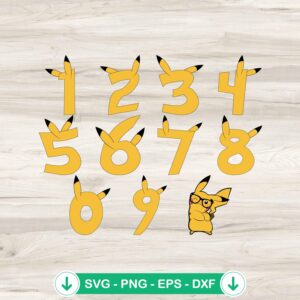 Pikachu Pokemon Numbers SVG file for cutting machine