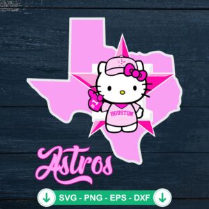 Pink Astros SVG file with Hello Kitty and Texas map cutting file