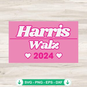 Pink Barbie Harris Walz 2024 SVG file for Cricut cutting machine