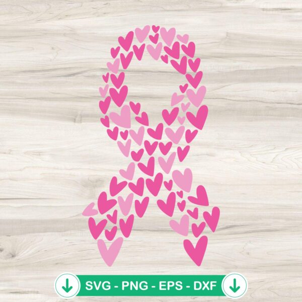 Pink Cancer Ribbon Heart SVG file for cricut cutting machine