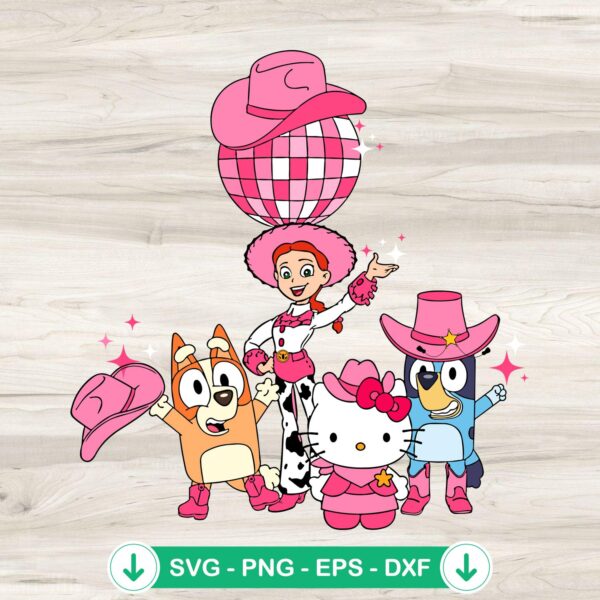 Pink Cowgirl Bluey Hello Kitty SVG file for cutting machines