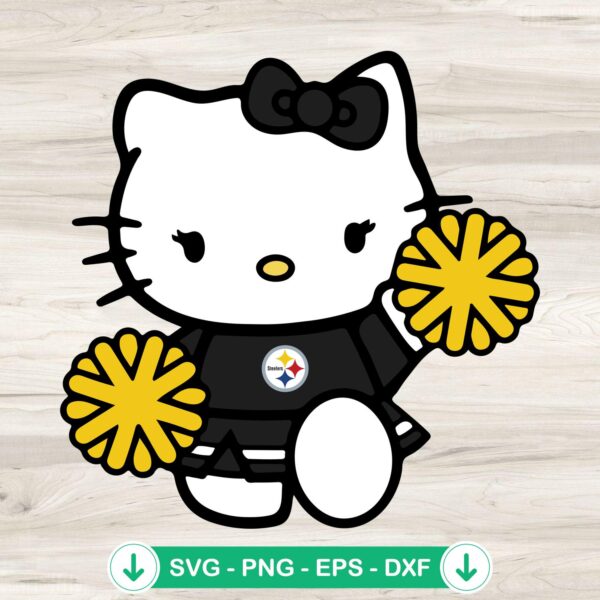 Pittsburgh Steelers Hello Kitty Cheerleader SVG file for cutting machine