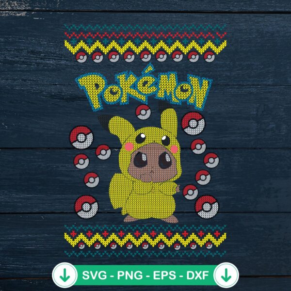 Pokemon Pikachu Ugly Christmas sweater SVG file for cricut cutting machine