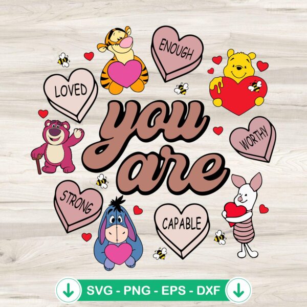 Pooh And Friend Valentine SVG file for Cricut cutting machine