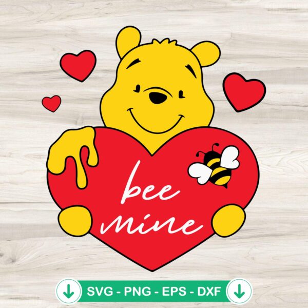 Pooh Heart Bee Mine SVG file for Cricut cutting machine