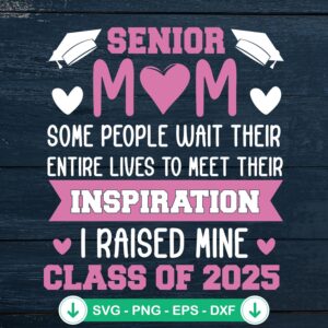 Proud Senior Mom Class Of 2025 SVG file for cricut cutting machine