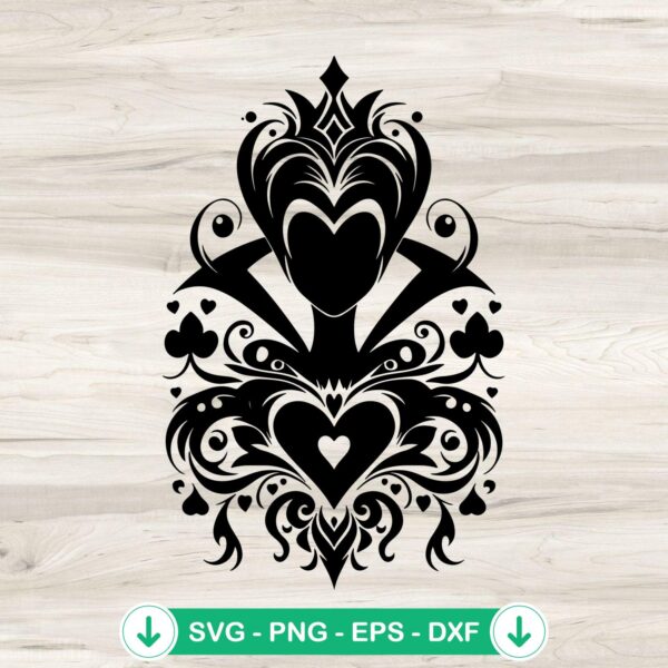 Queen of Hearts Mandala Art SVG file for Cricut cutting machine