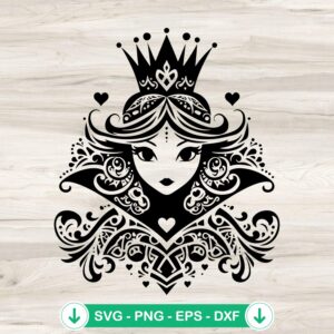 Queen Of Hearts Mandala SVG file for cutting machines