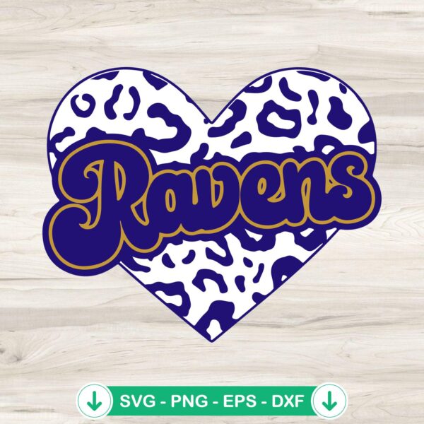 Ravens Leopard Heart SVG file for Cricut cutting machine