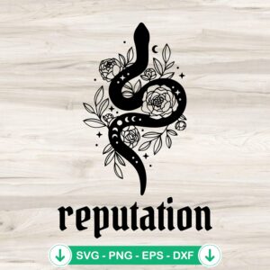 Reputation SVG file featuring Taylor Swift snake design, cricut svg cutting file
