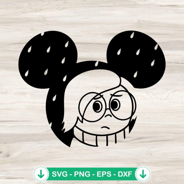 Sadness SVG file for Cricut cutting machine, DIY Inside Out 2 project mouse ears