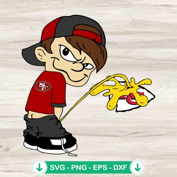 San Francisco 49ers Calvin peeing on Kansas City Chiefs svg file for cricut
