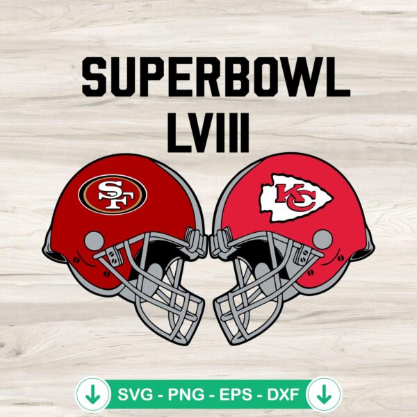 Super Bowl LVIII 2024 SVG file for 49ers vs Chiefs, cricut svg cutting file