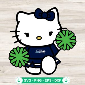 Seattle Seahawks Hello Kitty Cheerleader SVG file for cricut