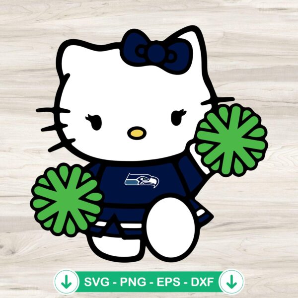 Seattle Seahawks Hello Kitty Cheerleader SVG file for cricut