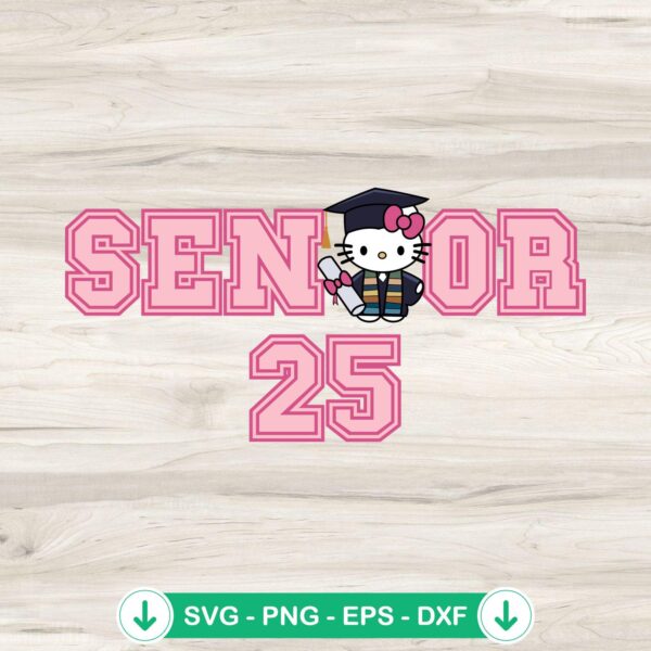 Senior 2025 Hello Kitty SVG file for cricut cutting