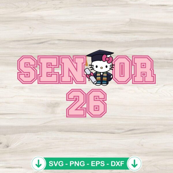 Senior 2026 Hello Kitty SVG cutting file for Cricut