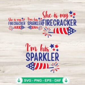 She is My Firecracker svg file, patriotic couple cutting file