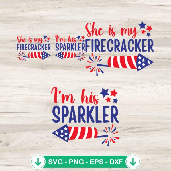 She is My Firecracker svg file, patriotic couple cutting file