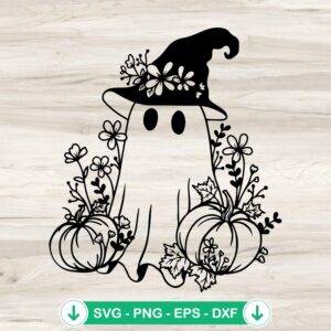 Floral Ghost SVG file for Halloween, Cricut cutting file