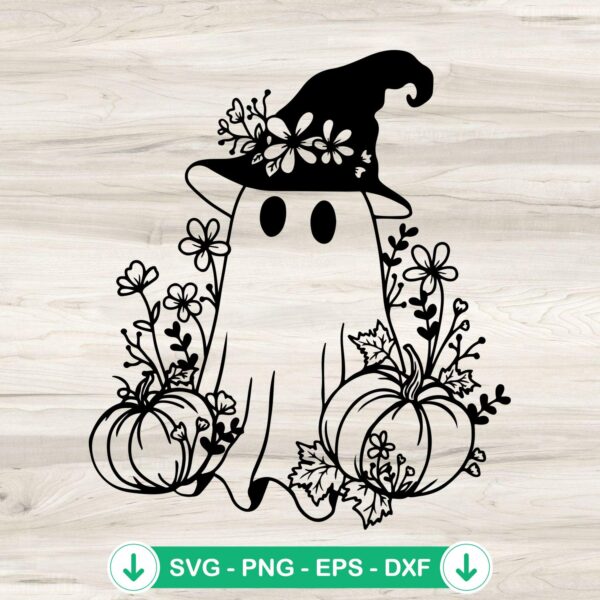 Floral Ghost SVG file for Halloween, Cricut cutting file