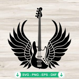 Silhouette Guitar With Wings SVG file for cricut svg cutting file