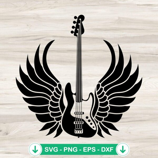 Silhouette Guitar With Wings SVG file for cricut svg cutting file