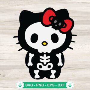Skull Hello Kitty Halloween SVG file for cricut cutting machine