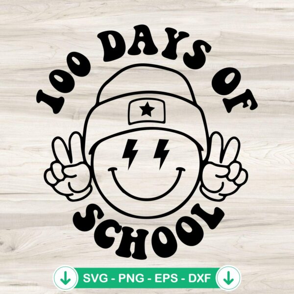 Smiley Face 100 Days Of School svg file for cutting machine