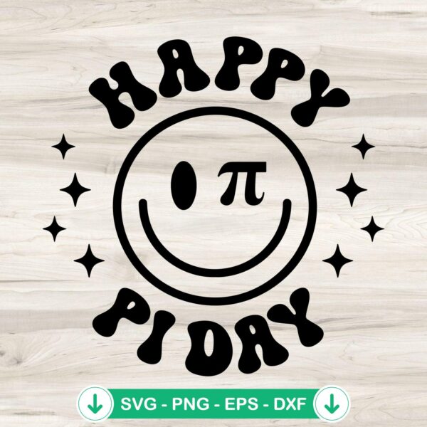 Smiley Face Happy Pi Day svg file cutting file