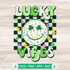Smiley Lucky Vibes SVG file, St. Patrick's Day cut file