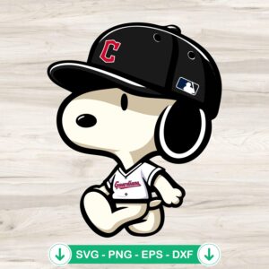 Snoopy Cleveland Guardians baseball svg file for cricut cutting