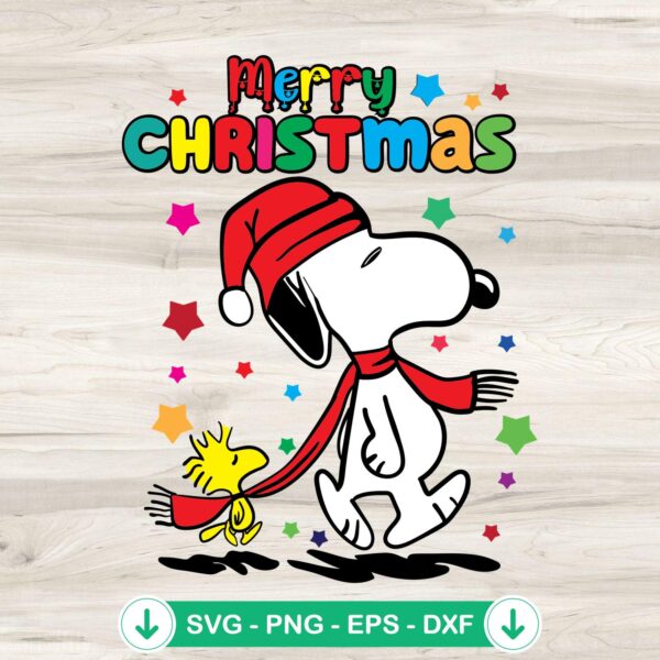 Snoopy and Woodstock Merry Christmas SVG file for Cricut