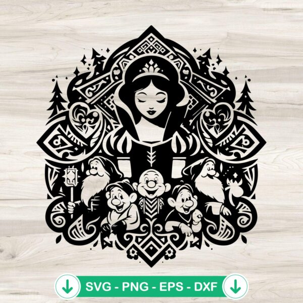 Snow White Mandala SVG file for Cricut cutting file
