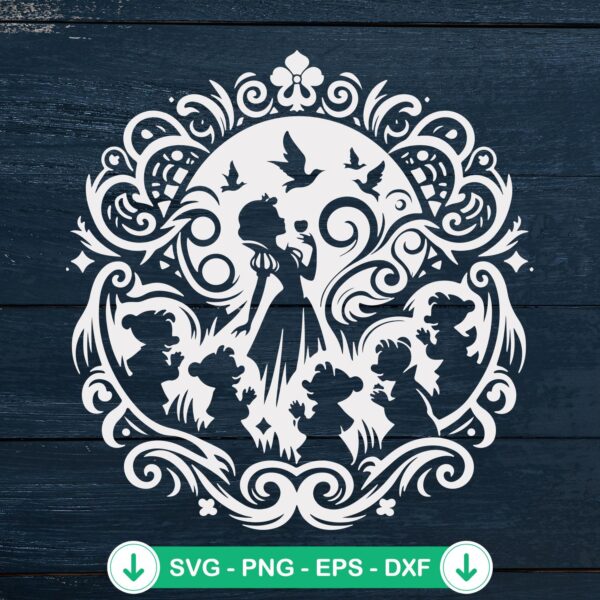 Snow White And The 7 Dwarfs SVG file for Cricut cutting file