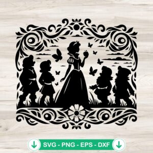Snow White And The 7 Dwarfs SVG file, Cricut cutting file, mandala design