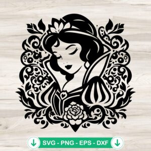 Snow White SVG file, Mandala SVG, Disney Princess cutting file