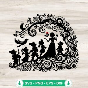 Snow White and the 7 Dwarfs SVG file, cricut svg cut file
