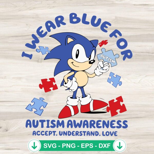 Sonic the Hedgehog Autism Awareness SVG file for cutting