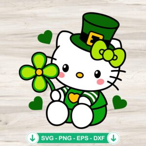 St Patricks Day Hello Kitty SVG cut file for cricut